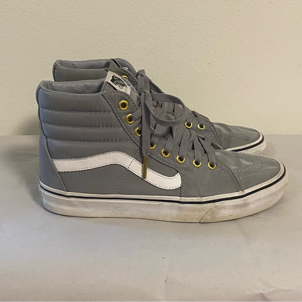 Vans High-Top Sneakers Men’s 7.5/W9 Gray Nylon with White Side Stripe SK 8 H